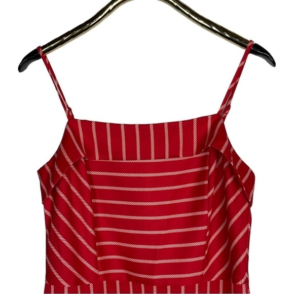 BANANA REPUBLIC STRIPED RED SQUARE NECK SPAGHETTI STRAP HANDKERCHIEF HEM DRESS - Picture 4 of 14